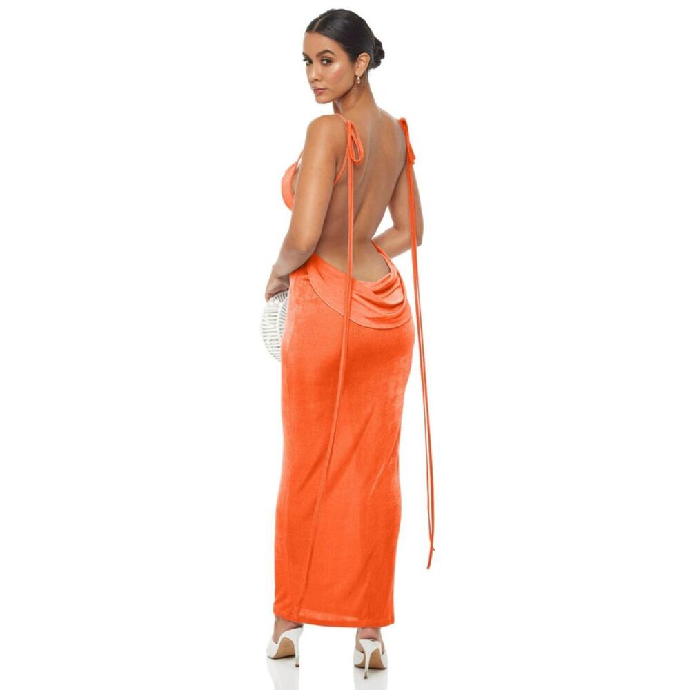 YG COLLECTION: Brandi Backless Maxi Dress - Orange